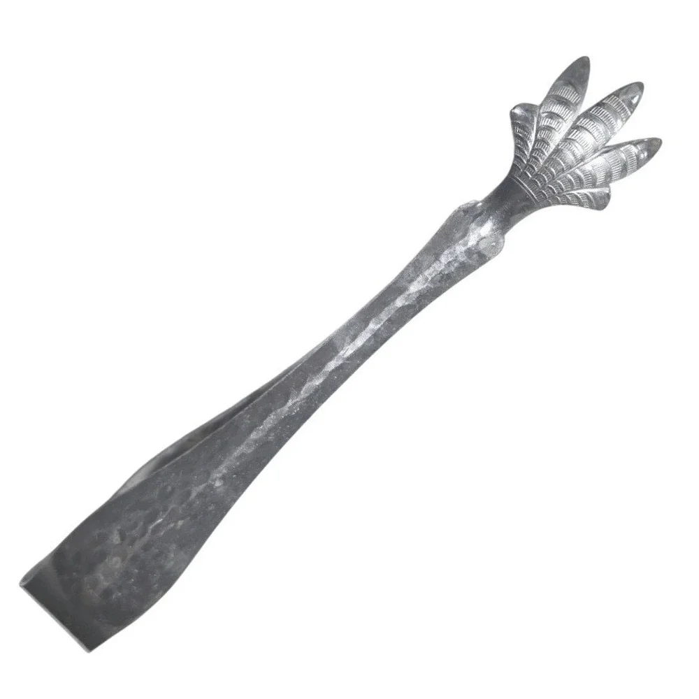 Vintage Hammered Silver Tone Claw Sugar Tongs Bird Foot Tea Serving Tool 6 Inch